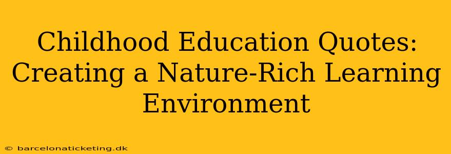 Childhood Education Quotes: Creating a Nature-Rich Learning Environment