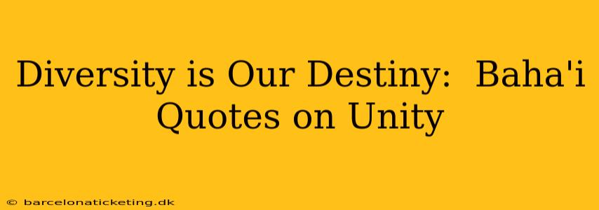 Diversity is Our Destiny:  Baha'i Quotes on Unity