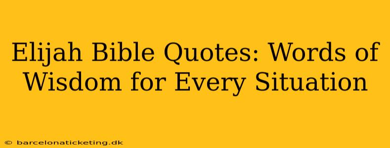 Elijah Bible Quotes: Words of Wisdom for Every Situation