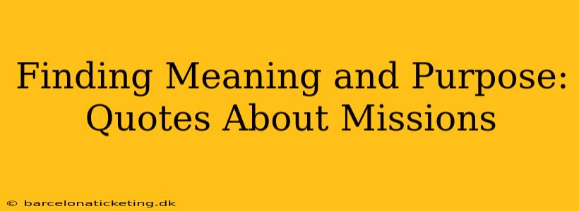 Finding Meaning and Purpose:  Quotes About Missions