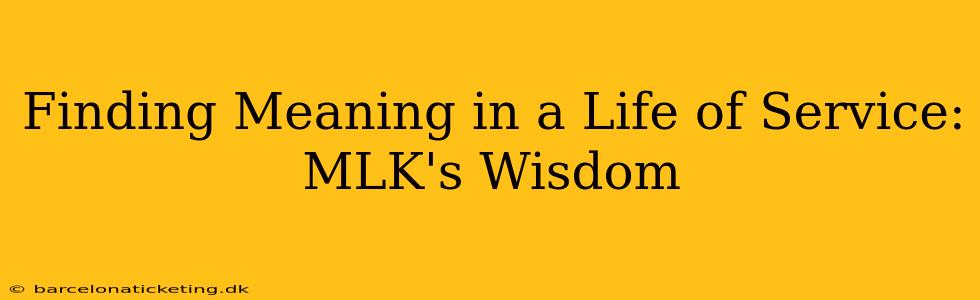 Finding Meaning in a Life of Service: MLK's Wisdom