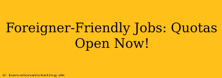 Foreigner-Friendly Jobs: Quotas Open Now!