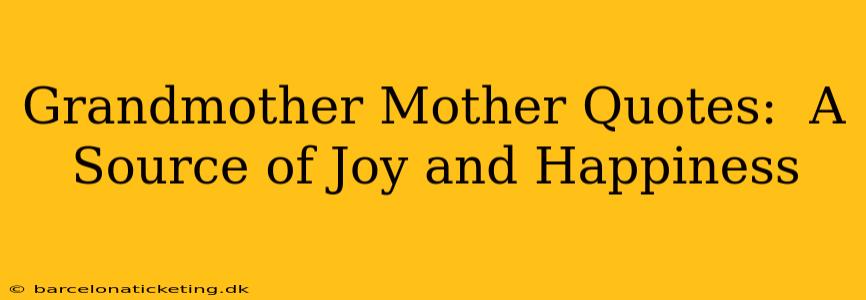 Grandmother Mother Quotes:  A Source of Joy and Happiness