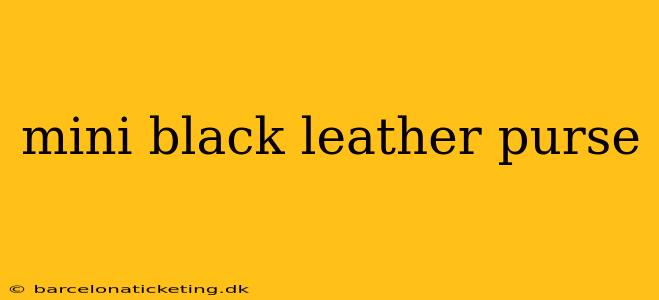 mini black leather purse