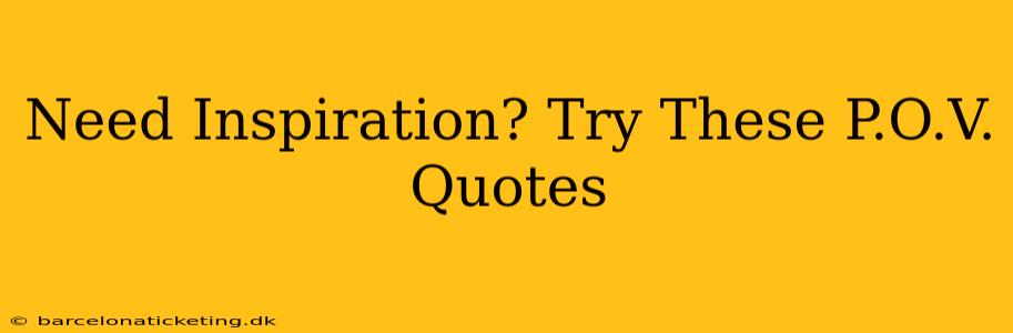 Need Inspiration? Try These P.O.V. Quotes