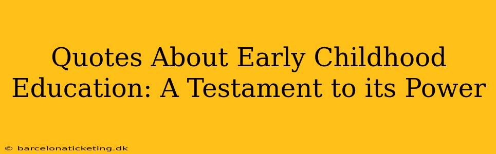 Quotes About Early Childhood Education: A Testament to its Power