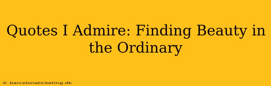 Quotes I Admire: Finding Beauty in the Ordinary