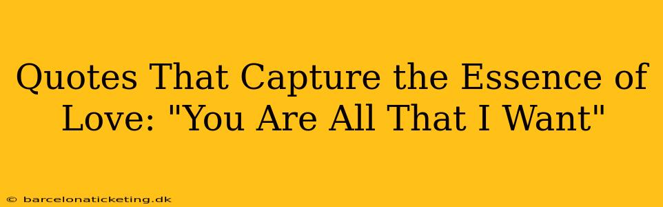 Quotes That Capture the Essence of Love: "You Are All That I Want"