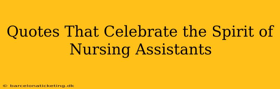 Quotes That Celebrate the Spirit of Nursing Assistants