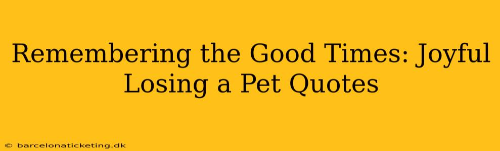 Remembering the Good Times: Joyful Losing a Pet Quotes