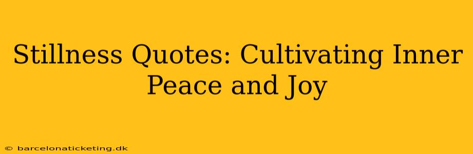 Stillness Quotes: Cultivating Inner Peace and Joy