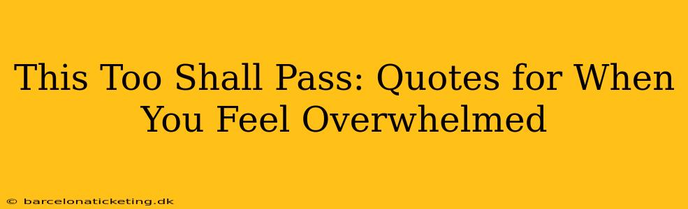 This Too Shall Pass: Quotes for When You Feel Overwhelmed