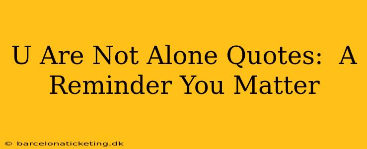 U Are Not Alone Quotes:  A Reminder You Matter