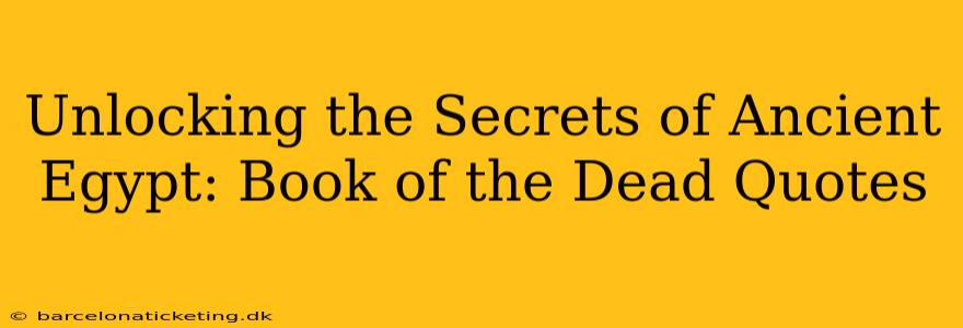 Unlocking the Secrets of Ancient Egypt: Book of the Dead Quotes